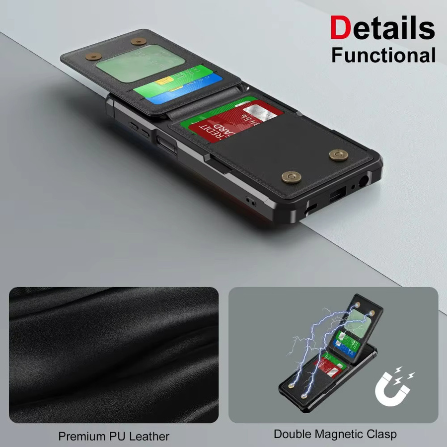 Samsung Kartenfach-Brieftaschenhülle mit Ständer in Schwarz für Galaxy S26 S25 S24 S23 S22 S21 Ultra Plus A57 A37 A56 A36 A26 A55 A35 A54 A34 Cover - Bild 3