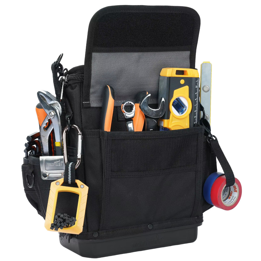 MELOTOUGH Elektriker-Werkzeugtasche mit 44 Fächern und hartem Boden in Schwarz und Grün - Bild 2