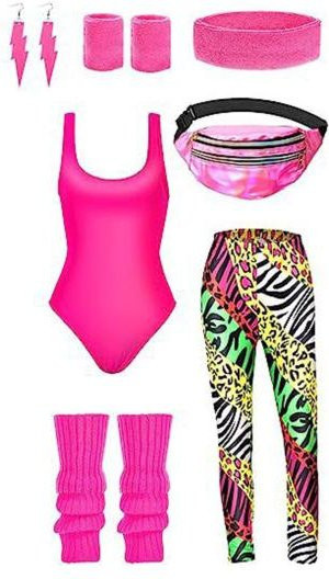 7-teiliges Set Damen Retro-Trainingsanzug, Rose Rot - Bild 1