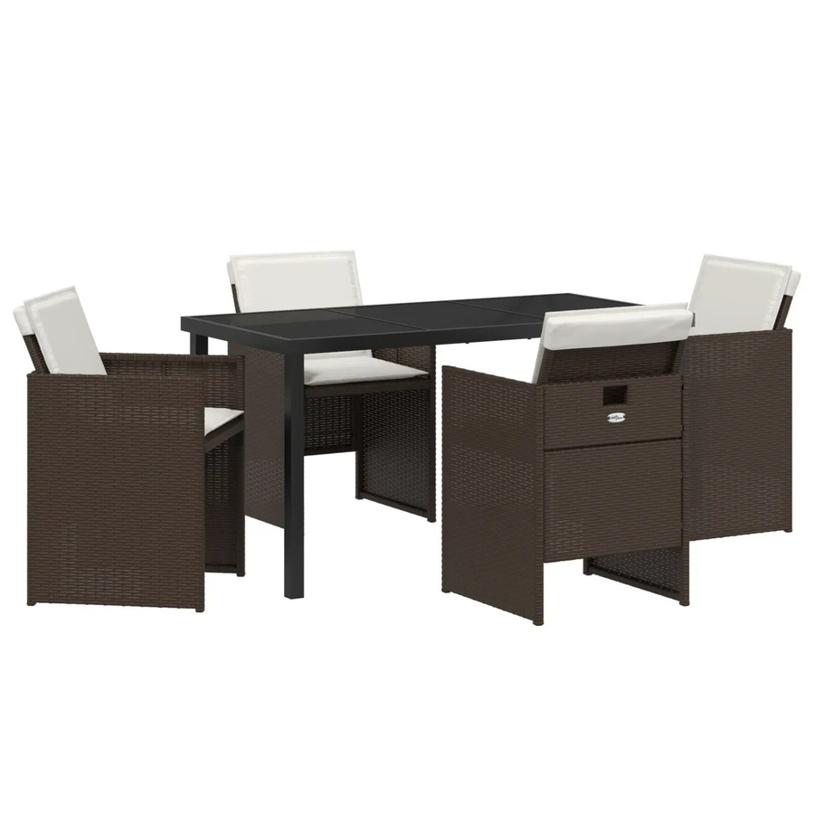 vidaXL Garten Essgruppe 5-teilig aus Poly-Rattan und Glas in Braun - Bild 2
