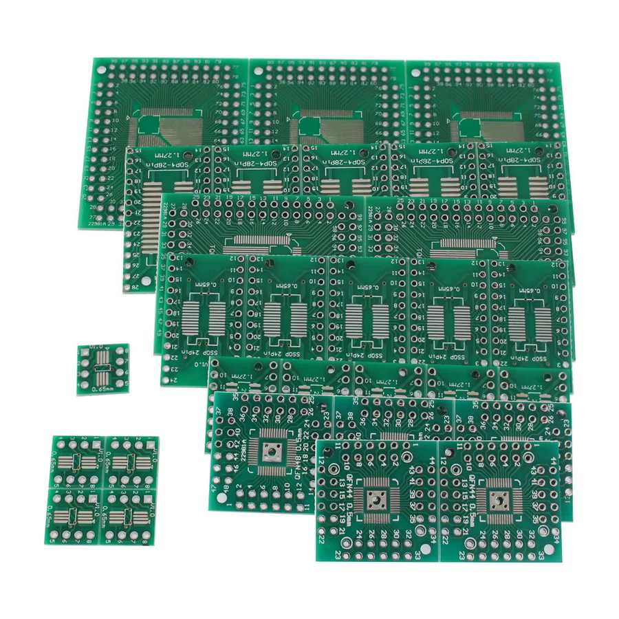 30 Stück 6-in-1 PCB Prototyp Board SMD zu DIP Adapter Kit in Grün für TQFP FQFP32, QFN44/48 und SOP8 bis SOP28 Konverter Boards - Bild 3