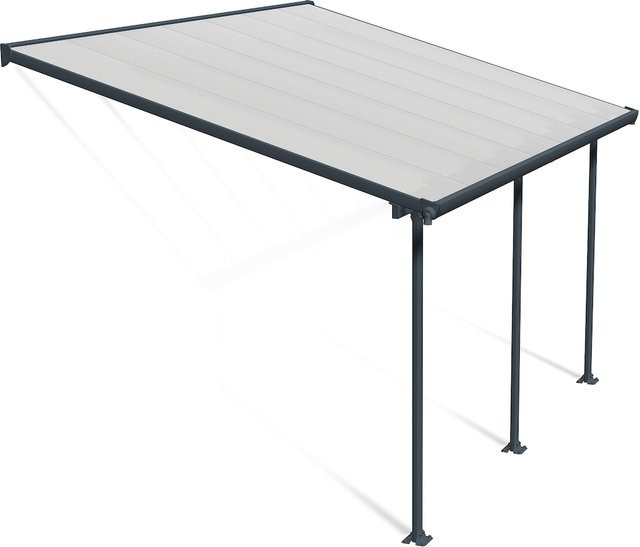 Palram Canopia Feria Terrassenüberdachung Anthrazit mit integrierten Regenrinnen und Verankerungsstangen B: 425 cm, T: 295 cm, H: 260-305 cm - Bild 2
