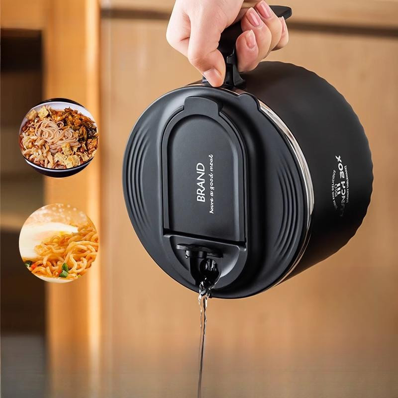 GIANXI Ramen Schüssel mit Deckel aus Edelstahl in Schwarz als tragbare Lunchbox für Nudeln - Bild 4