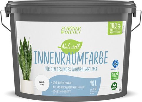 Schöner Wohnen Naturell Dispersionsfarbe Innenraumfarbe, Weiß, 10,0 l - Bild 1
