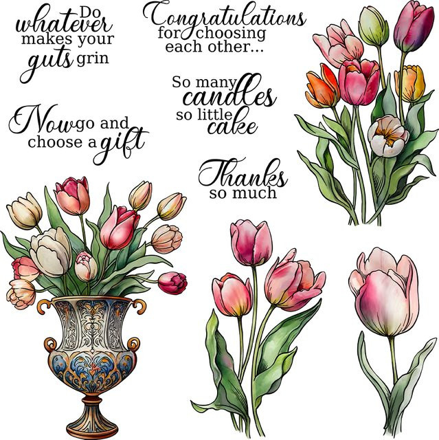 Mango craft Vintage Vase Motiv-Set mit Metall-Stanzen und transparentem Silikonstempel für DIY Scrapbooking und Kartenbasteln - Bild 1