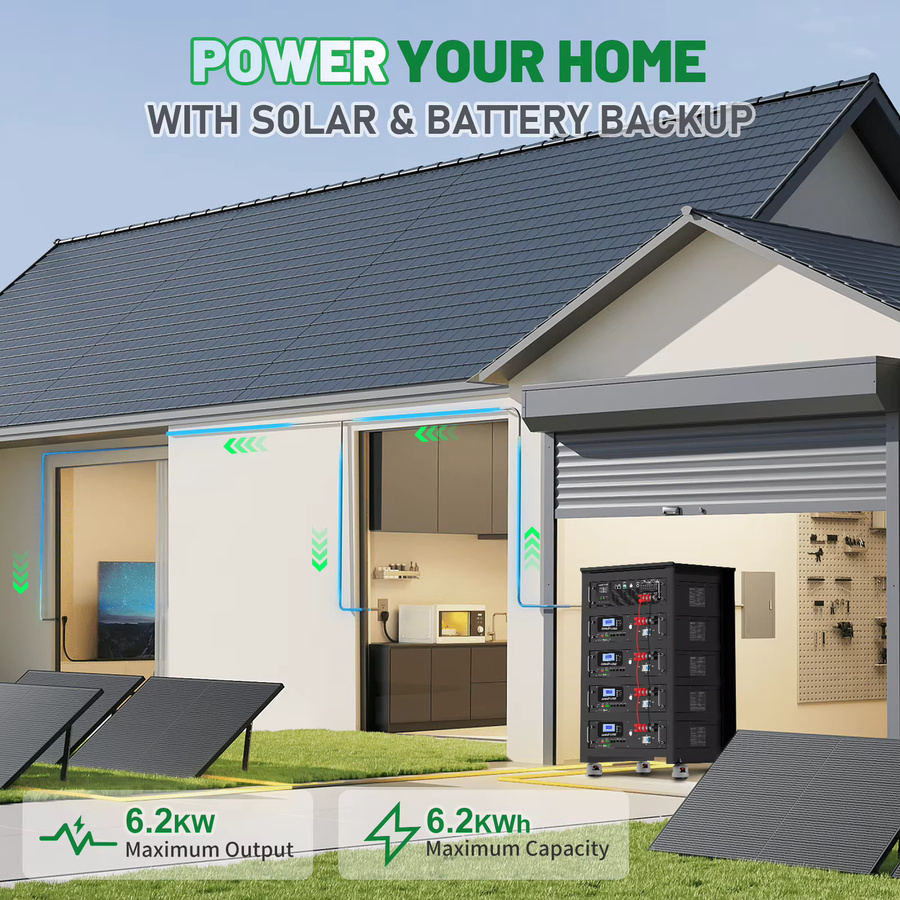 GRNPVRE Hybrid-Solarwechselrichter 6200W mit 120A MPPT-Controller, 48V Reine Sinuswelle, Schwarz - Bild 6