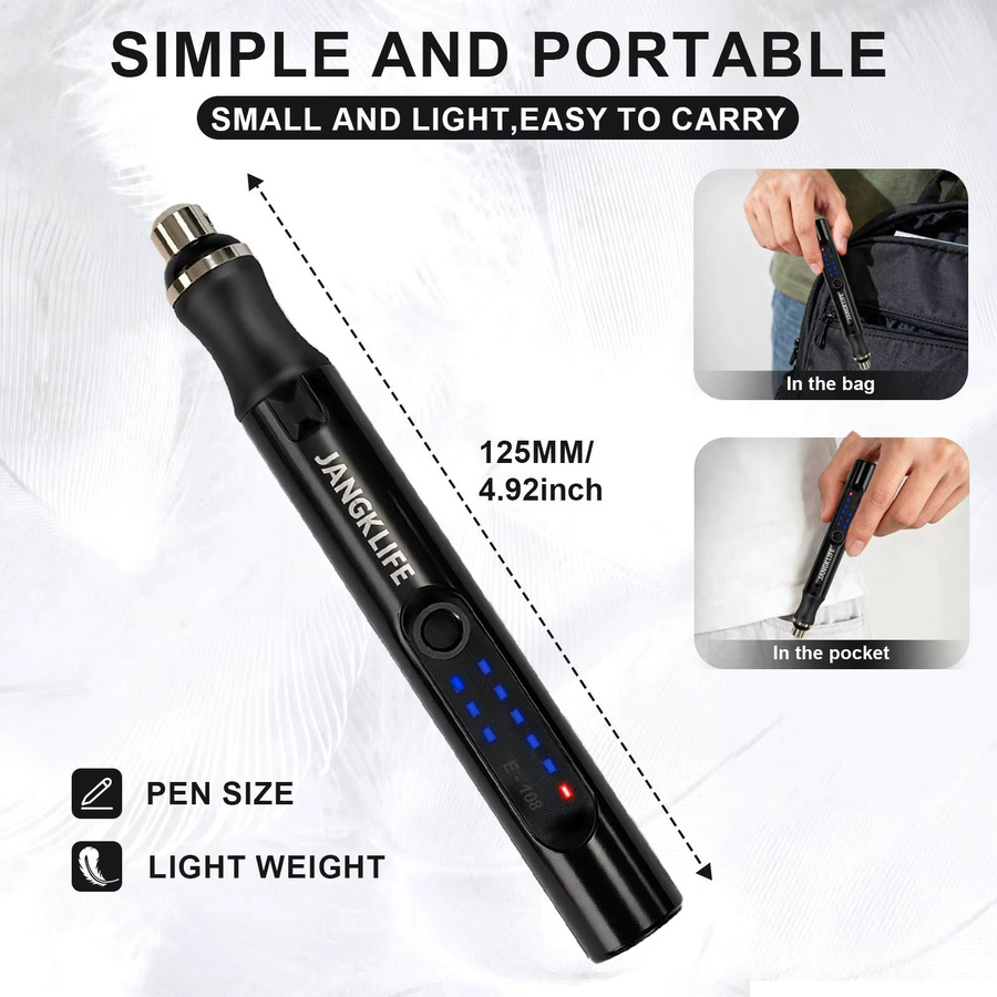 JANGKLIFE Multifunktionales elektrisches Schleifwerkzeug-Set in Schwarz, USB-aufladbar mit Lithium-Ionen-Akku, 3 Geschwindigkeiten von 5000rpm bis 18000rpm zum Schleifen, Schneiden und Polieren - Bild 3