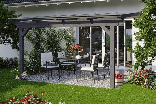 Skan Holz Terrassenüberdachung Ancona aus Leimholz mit Polycarbonat-Dach in Schiefergrau, B: 434 cm, T: 400 cm, H: 292 cm - Bild 2