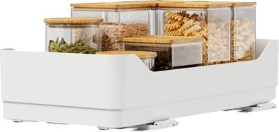tesa Schrankauszug KITCHEN Bottom Pull-Out teleskopierbarer Bodenauszug für Küchenschränke, weiß, B/T/H: 49,0 x 29,0 x 12,0 cm - Bild 1