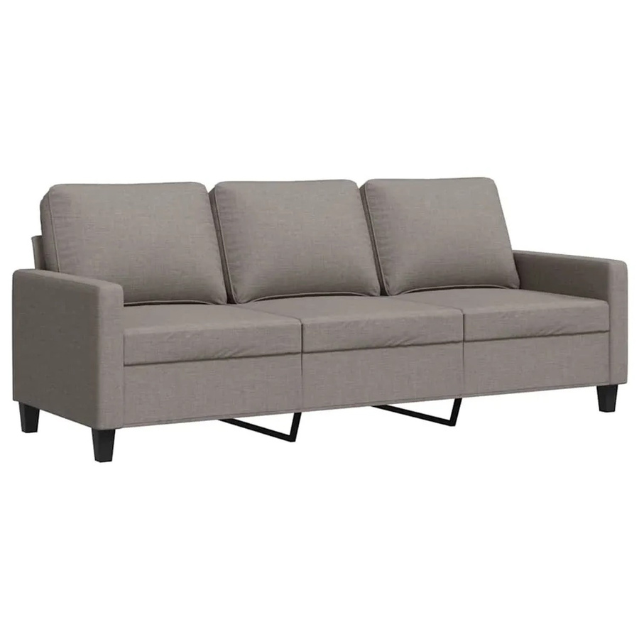 vidaXL 3-Sitzer-Sofa modern in Taupe mit Stoffbezug und Metallrahmen, Breite: 198 cm, Tiefe: 80 cm, Höhe: 77 cm - Bild 2