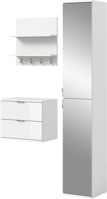 Inn.Furn Garderoben-Set SystemX 3-teilig in Weiß Hochglanz, B/H/T: 97 x 193 x 34 cm - Bild 4