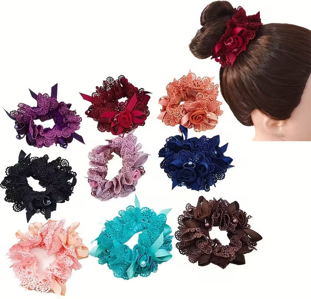 Haarring mit Spitzen und Blumenperlen, Damen - Bild 1