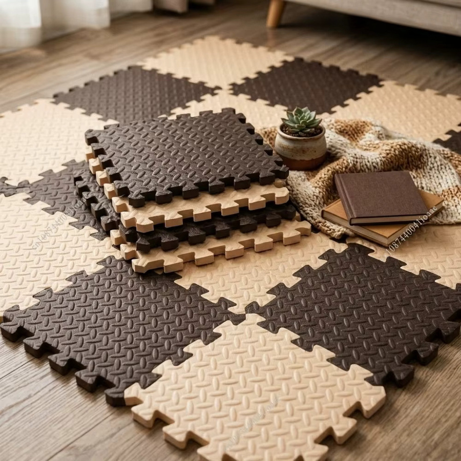 DHDH Schaumstoff-Puzzlematte in Braun, Zweifarbige EVA Trainingsmatten für Heimtraining und Dekoration, B/T/H: 30 x 30 x 1 cm - Bild 2