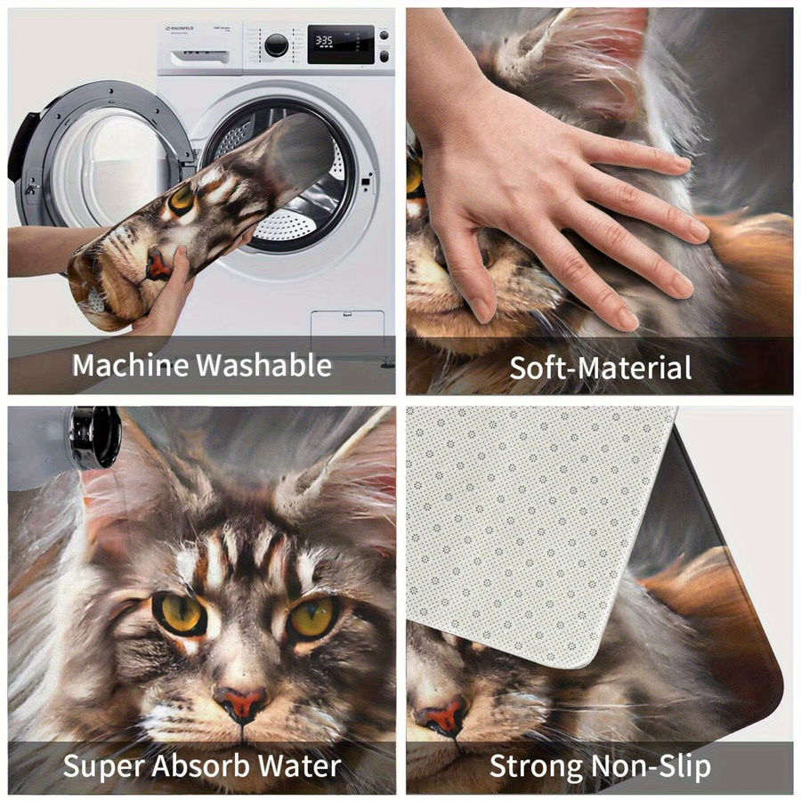 VIKAMA Maine Coon Katzenteppich im nordischen Stil, rechteckige haustierfreundliche Matte mit rutschfester Basis, mehrfarbig - Bild 4