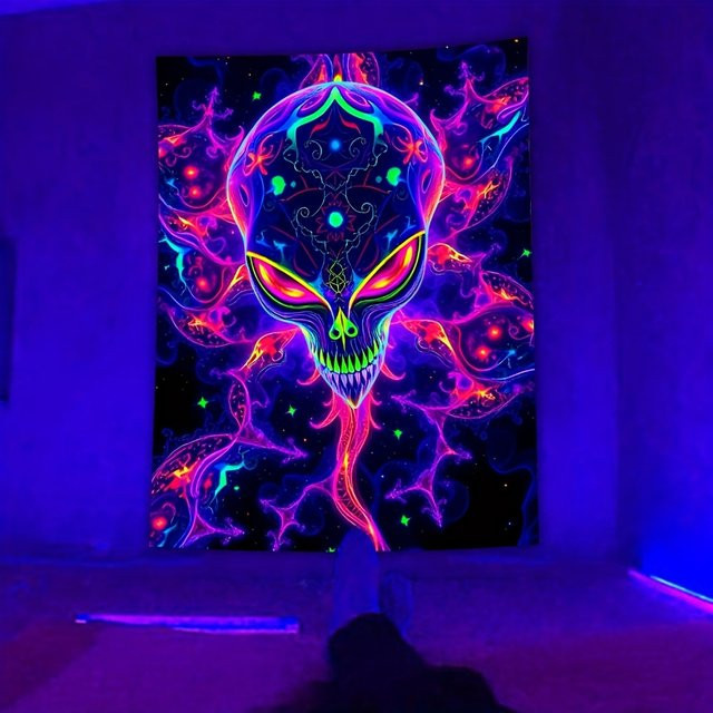 VIKAMA Halloween Wandbehang mit glitzerndem Totenkopf zur Raumdekoration - Bild 1