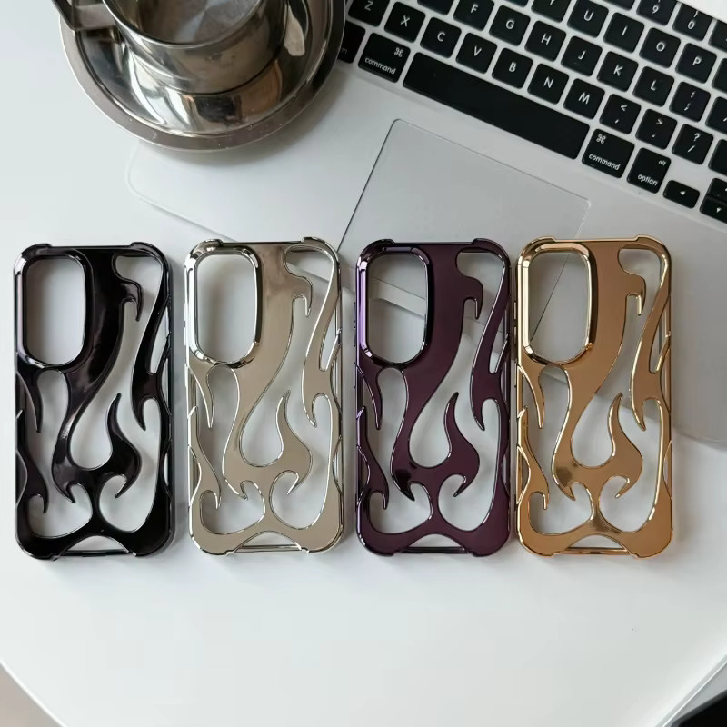 Samsung Galaxy Hülle mit 3D Flammenmuster und Hohlschutz in Silber für S26 S25 S24 S23 S22 Ultra A55 A54 A16 A15 A14 A06 5G - Bild 2