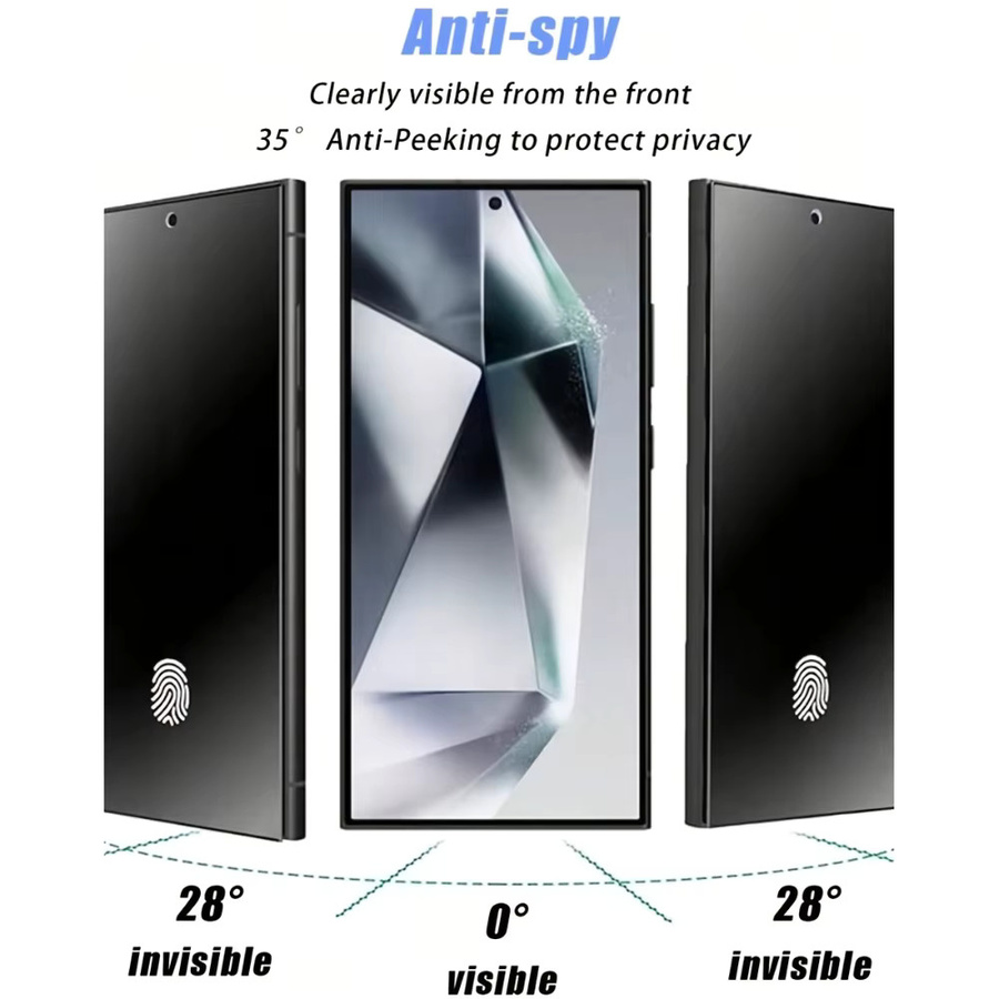 NNBILI Sichtschutz-Panzerglas für Samsung Galaxy S26 Ultra, S24 und S25+ mit Fingerabdruck-Entsperrung und Anti-Spy-Funktion - Bild 2