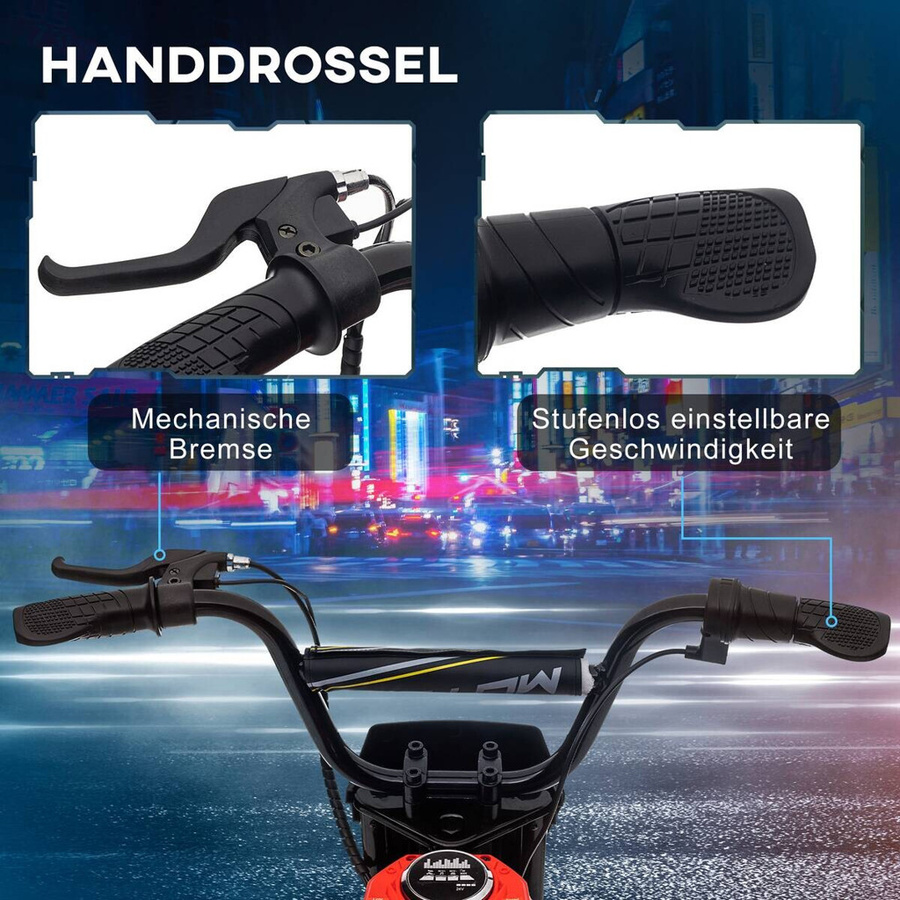 HOMCOM Moto Cross Elektromotorrad mit Musik und Scheinwerfer Rot 8-12 Jahre - Bild 3