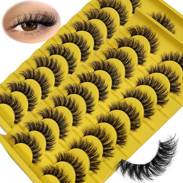 JIEFUXIN Wispy Lashes 3D-Volumenstreifen-Wimpern, 2er-Pack, Unisex - Bild 1