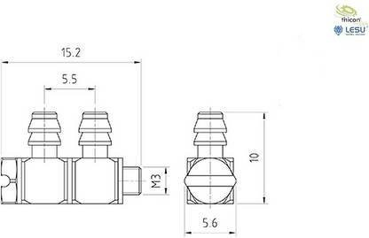 Thicon Models Doppel-Nippel Winkel M3 für 4/2,5mm Hydraulik-Anschluss - Bild 1