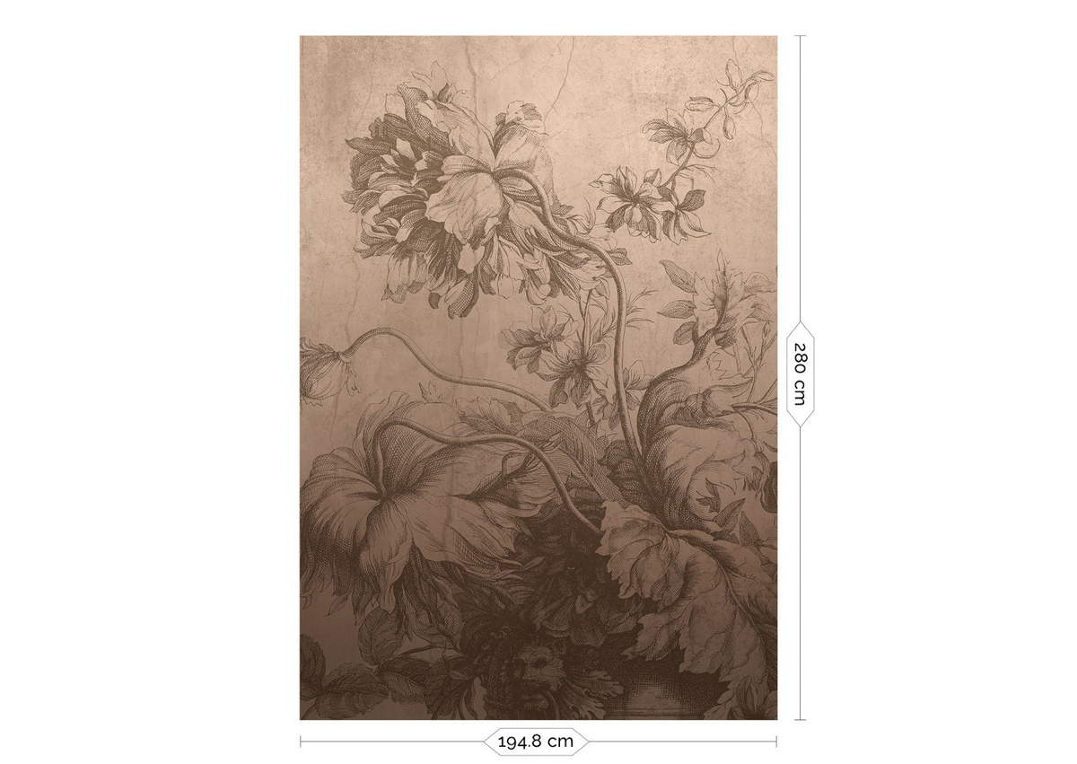KEK Amsterdam Mural Gradient Flowers Uyterlinde Wandtattoo in Nude, Beige und Gold, Textil, 195 cm - Bild 3