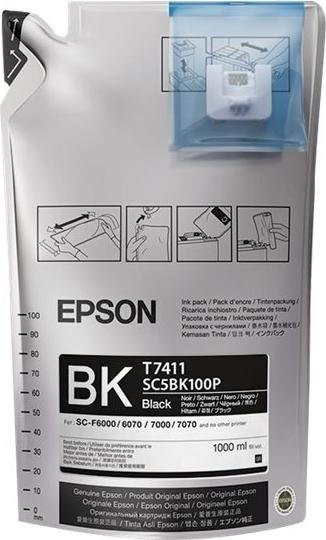 Epson UltraChrome DS Black T741100 Tintenflasche für Ink-Tank-Systeme, 6er-Pack, Schwarz, 6 x 1 l - Bild 1