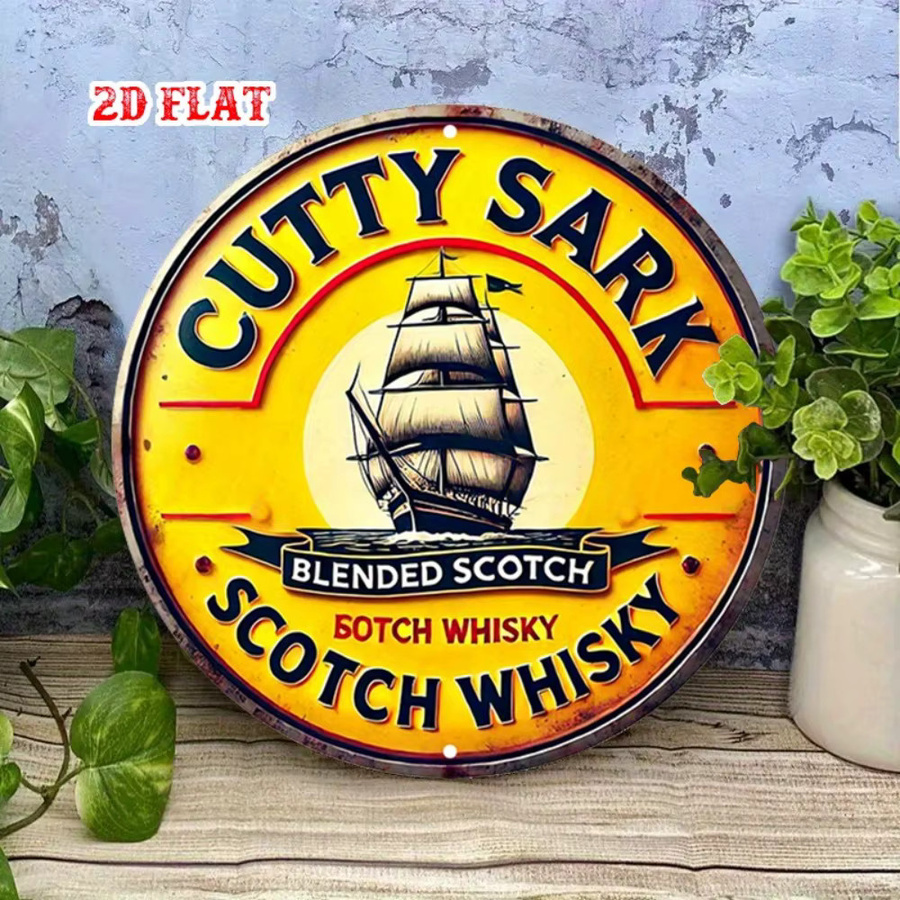 Cutty Sak Nautical & Whiskey Vintage Rundes Aluminiumschild als Rustikale Metallwandkunst - Bild 3