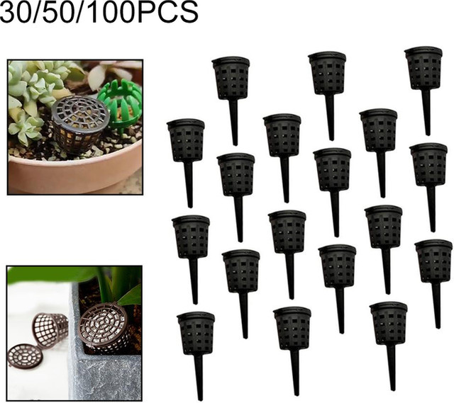 Vibratite Pflanzendüngerkörbe mit Deckel für Orchideen und Bonsai, Schwarz - Bild 1