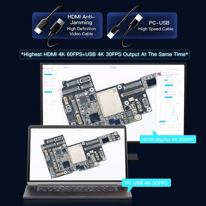 Bresun MC01 4K-MAX Hochauflösende Industriekamera mit HDMI und USB für Handy-Reparatur und Mikroskopie - Bild 4