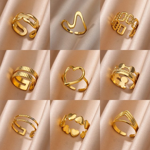 HPTOTMG Ring Edelstahl, goldfarben, Herzform, Damen - Bild 1
