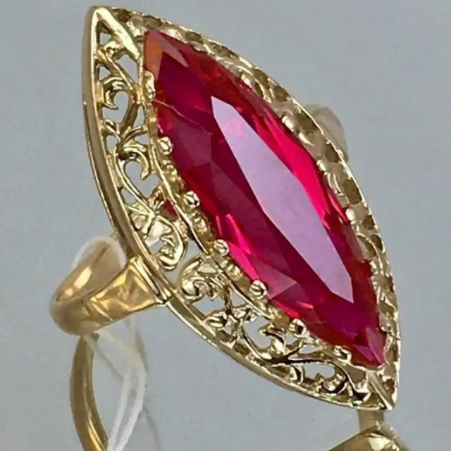Huitan Ringe, Marquise Rot Zirkonia, Gold, Damen - Bild 1