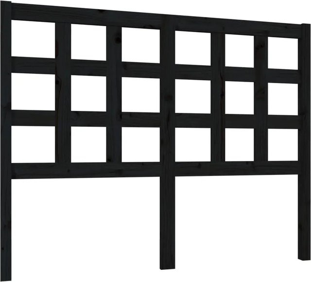vidaXL Kopfteil aus Massivholz Kiefer in Schwarz mit rustikaler Optik, B/H: 125,5 x 100 cm, Tiefe: 4 cm - Bild 1