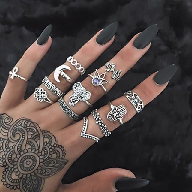 ZHINI Ring Set, 925 Silber, Vintage, Damen - Bild 1