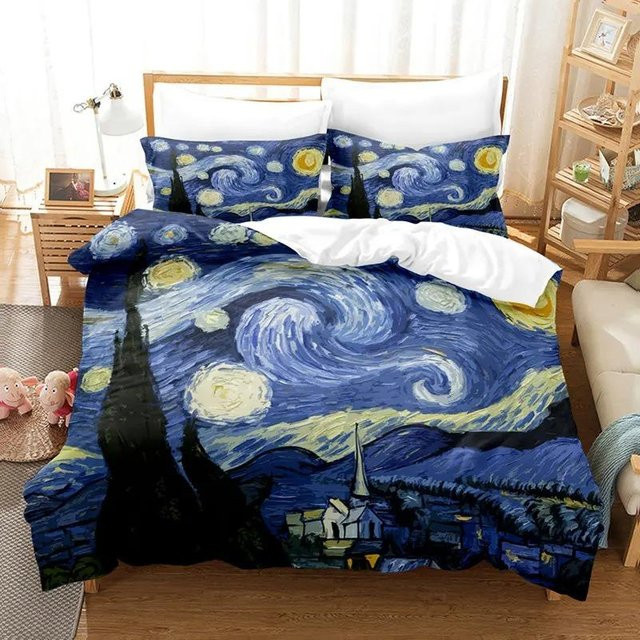 Bettbezug-Set Sternennacht Van Gogh Design von Binchi Outdoor Product, Mehrfarbig, Polyester-Mikrofaser, B/H: 264 x 228 cm - Bild 1