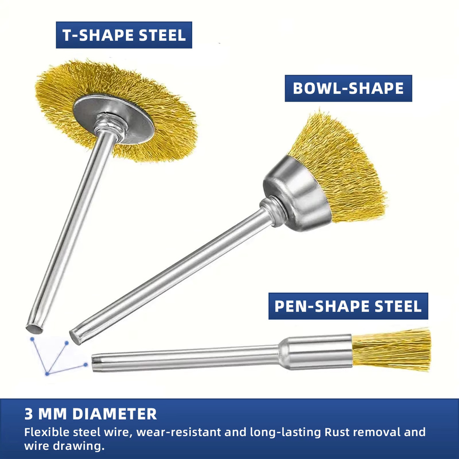 Dremel 24-teiliges Drahtbürsten-Set aus Stahl und Messing für Rotationswerkzeuge zur Reinigung und Rostentfernung von Metall in Silber und Gold - Bild 2