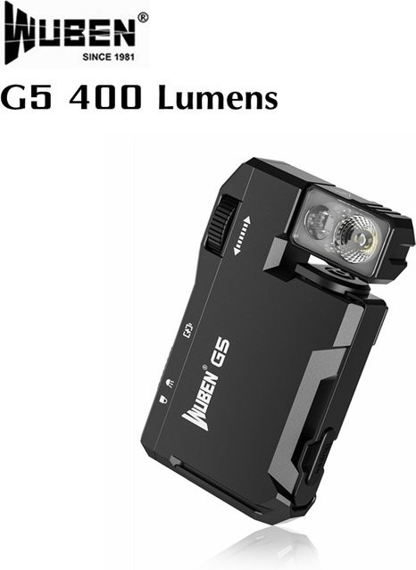 WUBEN G5 Mini EDC-Licht, ultraleichte Taschenlampe in Schwarz mit 400 Lumen, magnetischem Schwanz und 180 Grad drehbarem Kopf - Bild 1