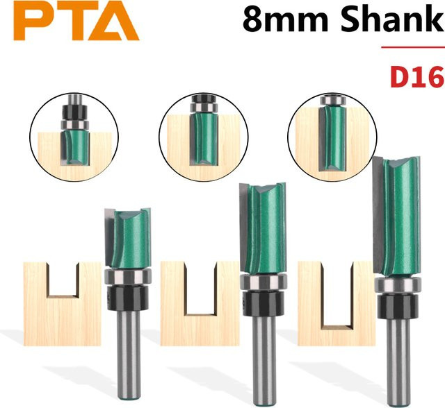 PTA Planfräser Hartmetallfräser für Holzbearbeitung mit 8 mm Schaft und 16 mm Durchmesser - Bild 1