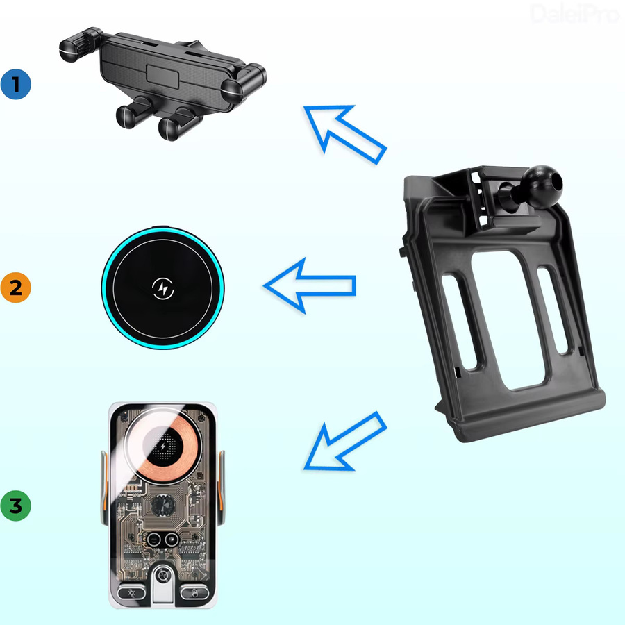 DaleiPro Magnetische Handyhalterung mit kabellosem Ladegerät für Renault Kadjar 2015-2019 in Schwarz - Bild 3
