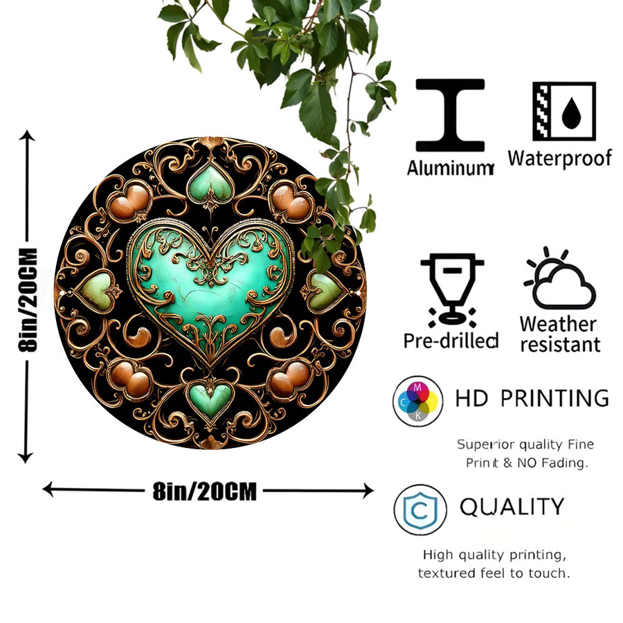Potdemiel Vintage Love Heart Aluminium Wandkunst Herz Dekoration, B/H: 20,3 x 20,3 cm - Bild 2