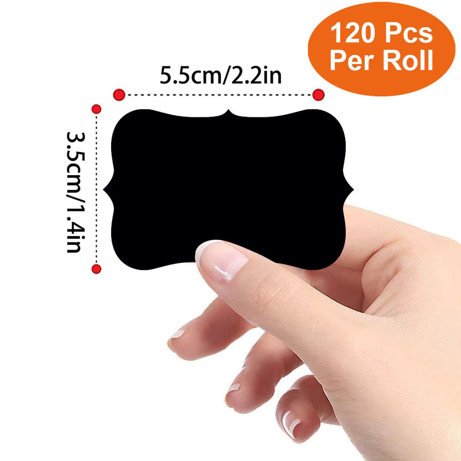 120 Stück abnehmbare Tafelaufkleber in Schwarz mit löschbarem Stift, wasserdichte Tafeletiketten für Zuhause und Küche, B/H: 3,56 x 5,59 cm - Bild 2
