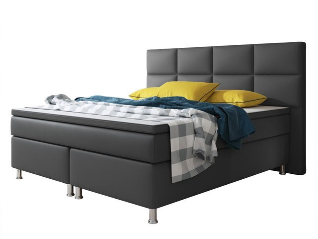 Inter Trading Boxspringbett Miami in Anthrazit mit Federkern und Topper, B/T: 180 x 200 cm - Bild 2
