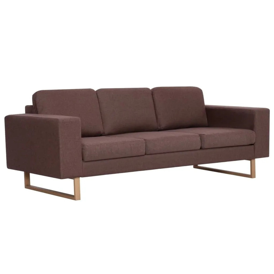 vidaXL 3-Sitzer-Sofa aus Stoff in Braun mit Holzrahmen und Armlehnen B/T/H: 200 x 82 x 75 cm - Bild 2