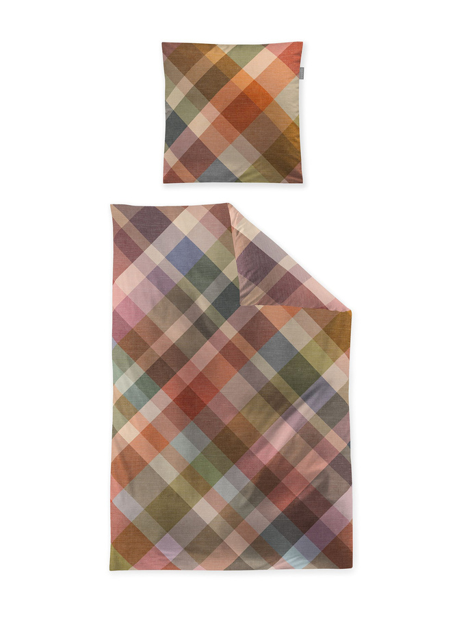 Irisette Zobel Flausch Cotton Bettwäsche mit Rautenmuster in Braun Sand Beige, B/H: 135 x 200 cm und 80 x 80 cm - Bild 1