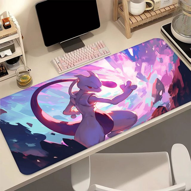 Bandai Pokemon Mewtwo Mauspad XXL Lila rutschfeste Gaming-Mauspad aus Gummi wasserdichtes PC-Gamer-Zubehör - Bild 1