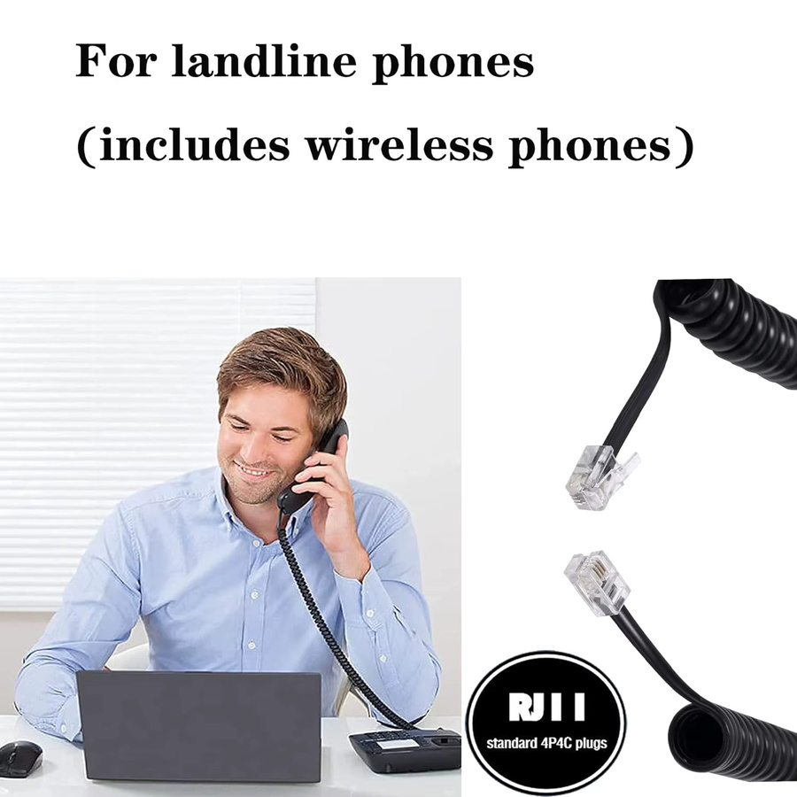 Ninth World RJ9 4P4C Telefonkabel-Entwirrer mit 360 Grad Drehung, 2,44 m langes Telefon-Handset-Kabel in Schwarz und Rot - Bild 3