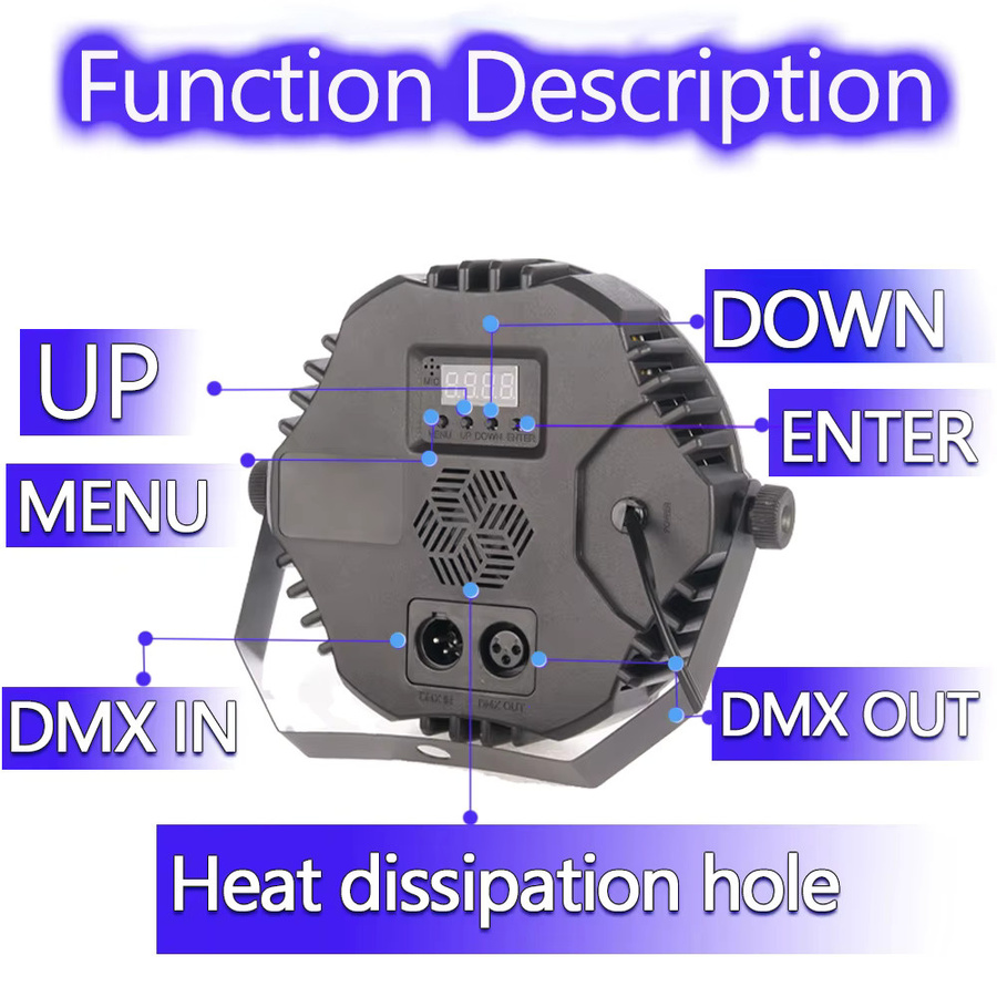 GOTSTAGE 4er Set RGB LED Par Lichter mit 36 LEDs und DMX-Steuerung in Schwarz für DJ, Disco, Hochzeit und Party - Bild 3