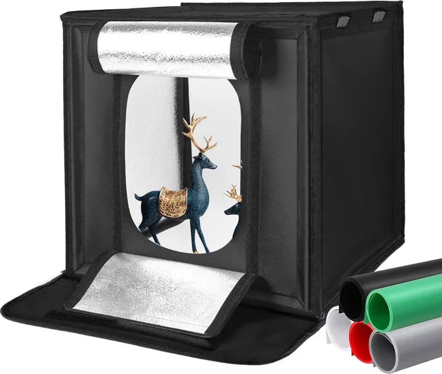 SH Tisch-Fotobox Fotostudio-Aufnahmezelt mit LED-Beleuchtung und 5 Hintergrundpapieren - Bild 1