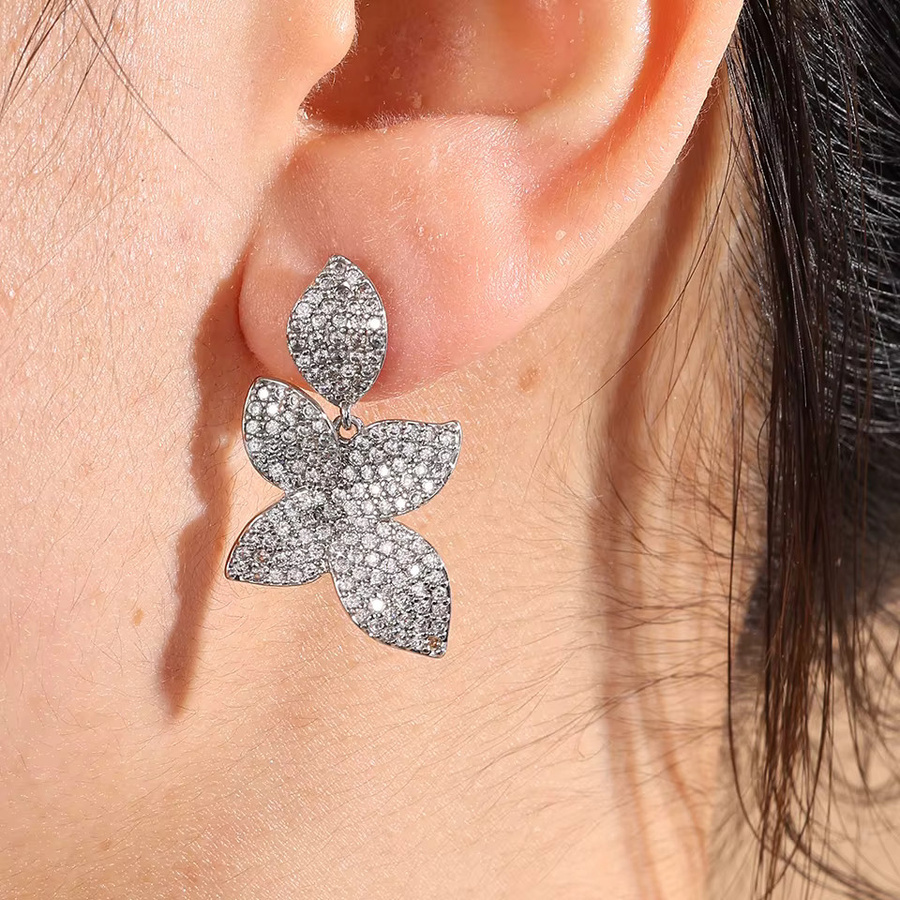 Rakol Ohrringe, Blatt Blume, Zirkonia, Silber, Damen - Bild 2