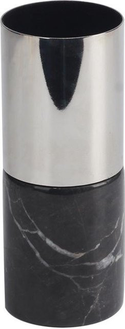 Moderne zylindrische Marmorvase aus Metall in Grau für die Tischdekoration - Bild 1