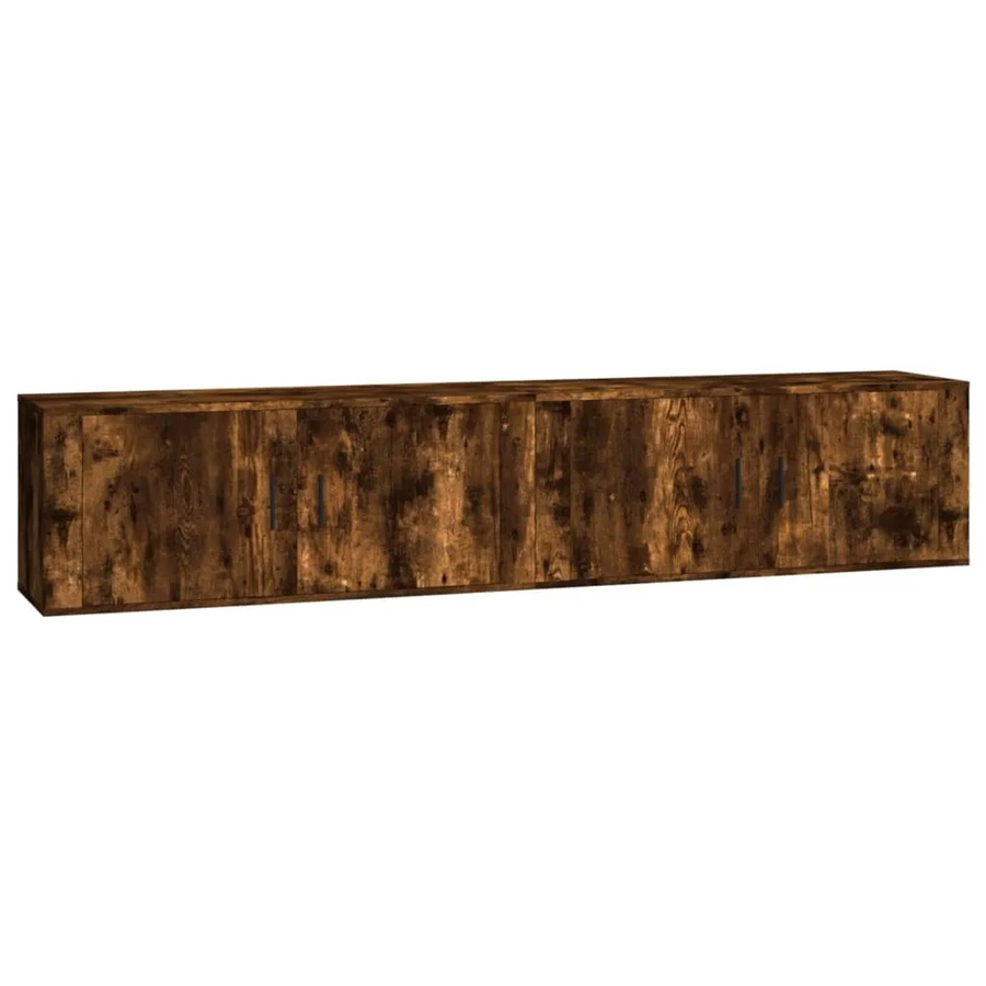 vidaXL TV-Wandschränke Set aus 2 Stück in Räuchereiche, klassisches Design für dein Wohnzimmer, B/H/T: 100 x 34,5 x 40 cm - Bild 2